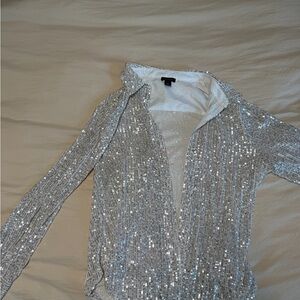 Halogen Sequin Long Sleeve Top size l